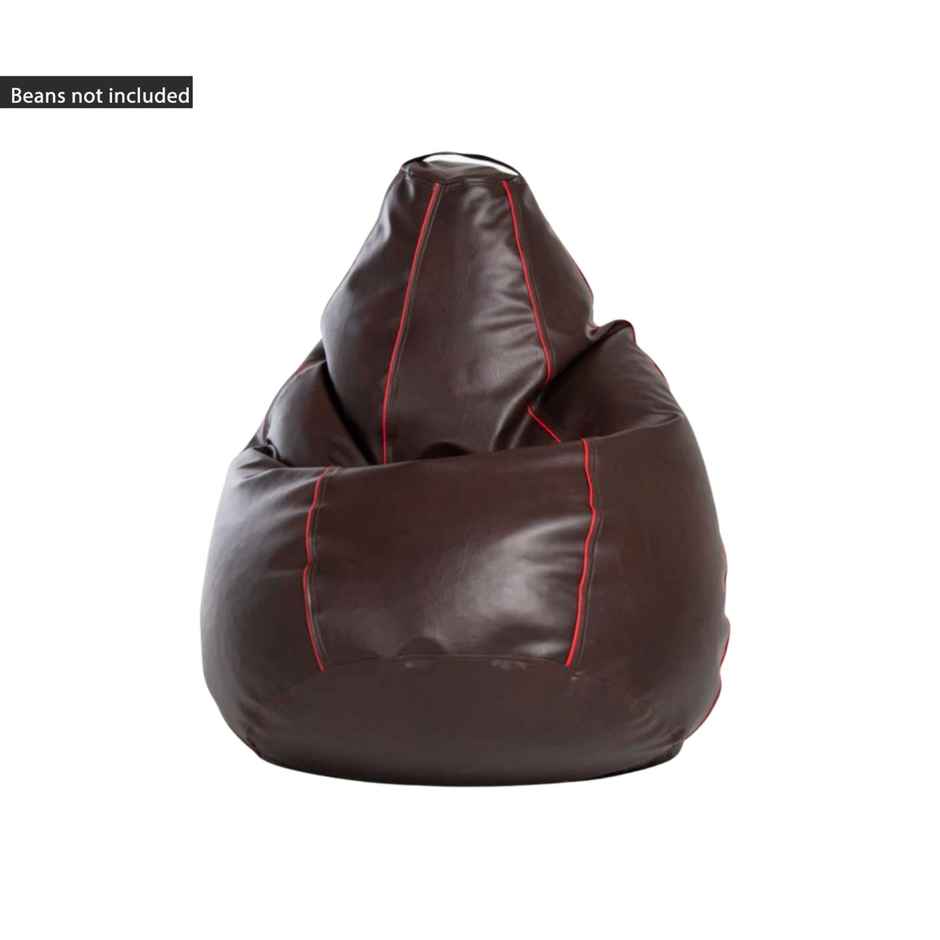 Wakefit 3XL Bean Bag Without Beans | Premium Leatherette | Dark Fantasy With Red Piping