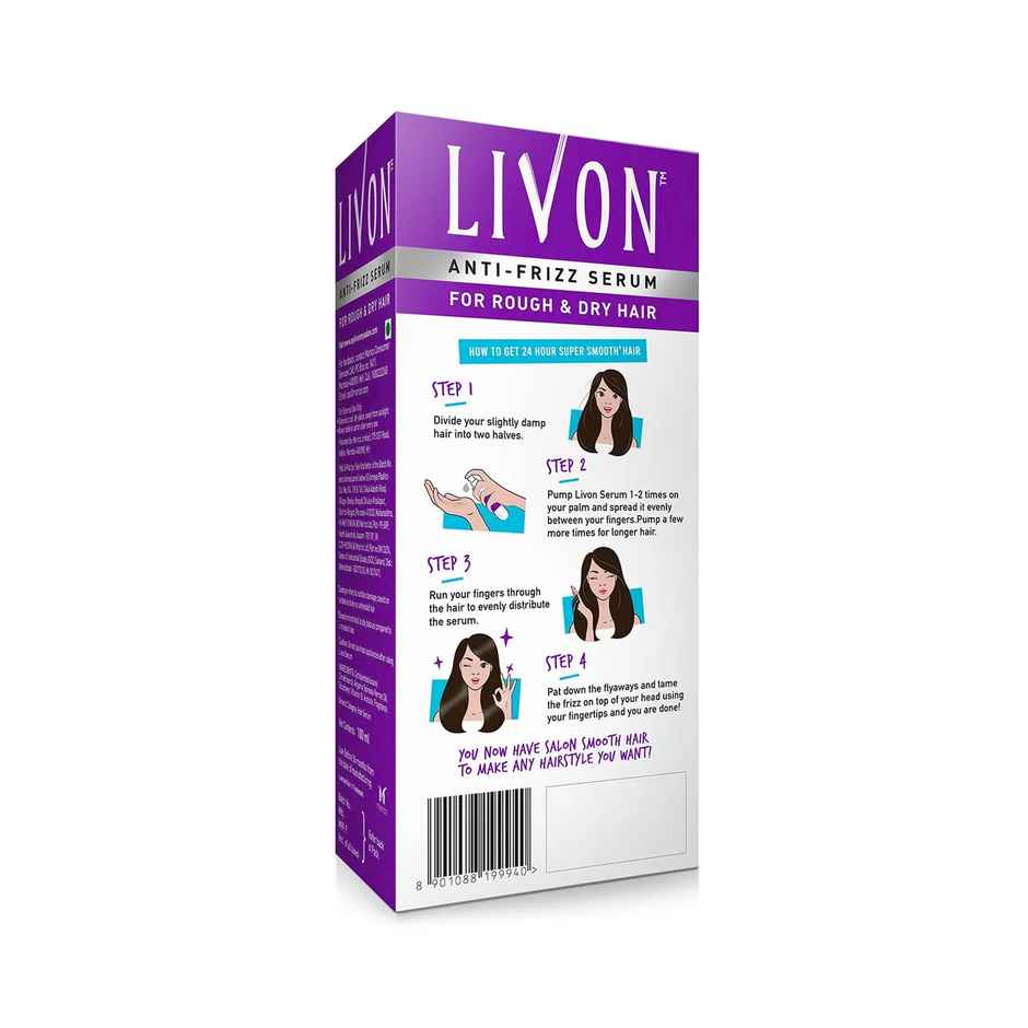 Livon Serum For Dry & Rough Hair For 24 Hour Frizz-Free Smoothness