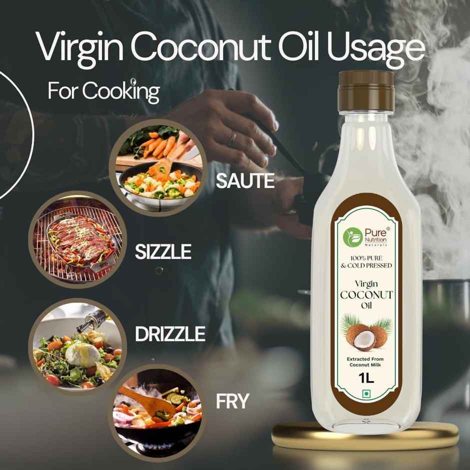 Pure Nutrition Virgin Coconut Cold Pressed Oil | Ideal For Cooking | Hair Care And Skin Moisturizer