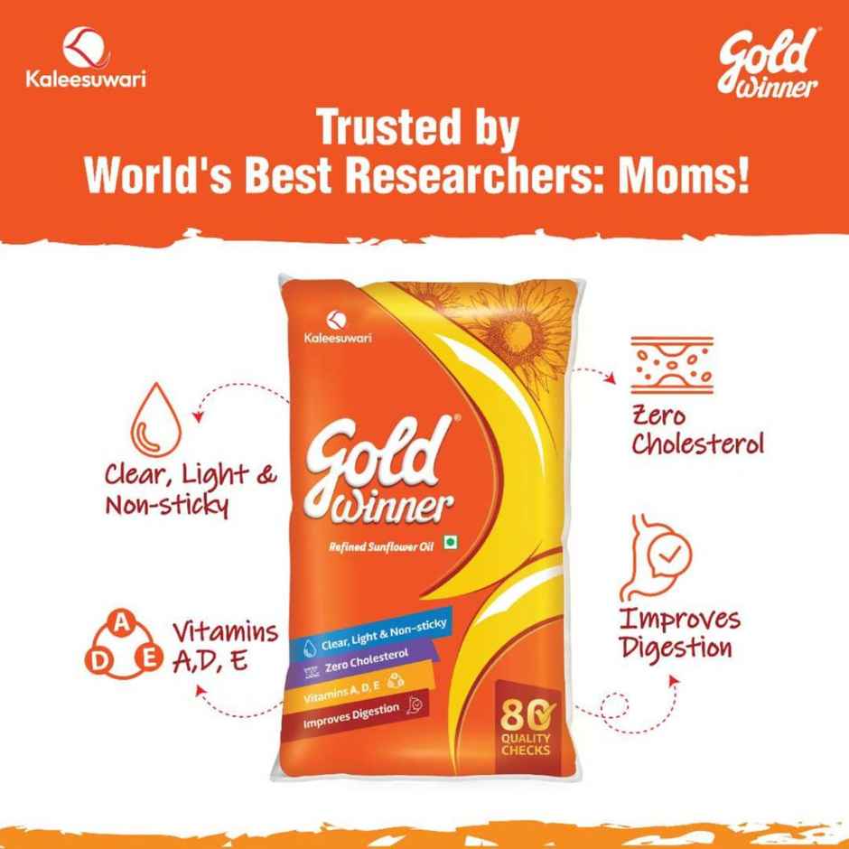 Gold Winner Refined Sunflower Oil (Pouch)(1 l), Popular Essentials Rozana Sona Masuri Raw Rice(5 kg) & Parrys White Label Sugar(1 kg) Combo