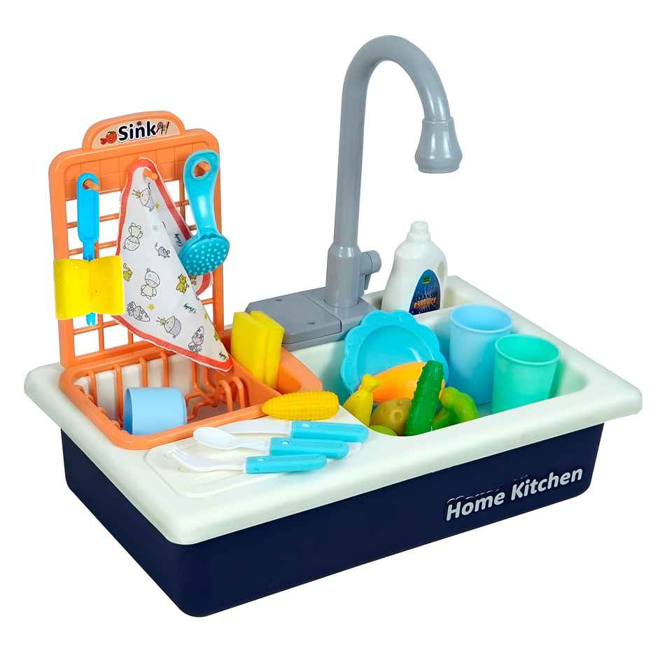 Toyshine Mist Spray Water Kitchen Playset Sink With Running Water, Blue