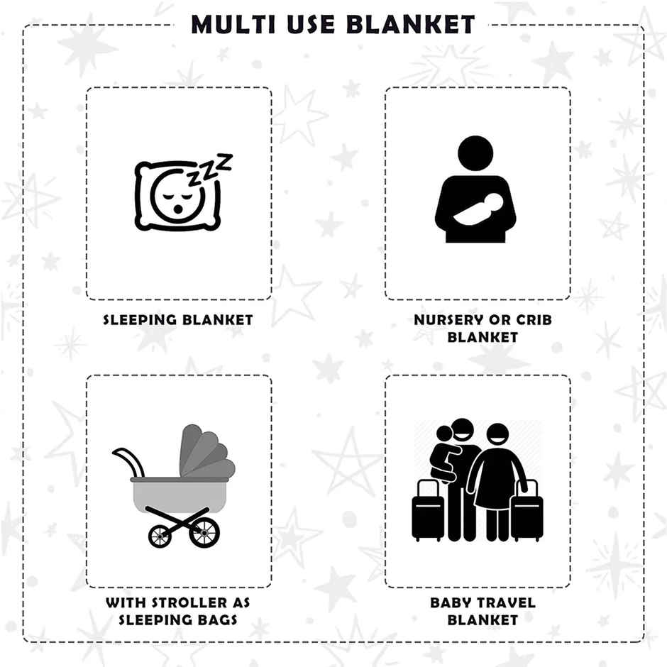 Oyo Baby Blankets Combo For Babies 0-6 Months, , Skin Friendly, Star Dark Blue & Pink