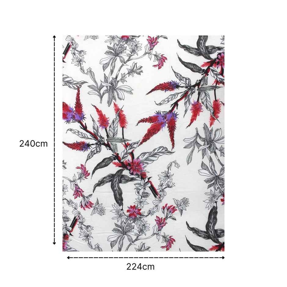 Bombay Dyeing Ivyrose 110 Tc 100% Cotton Red Bedsheet With 2 Pillow Covers - Black Queen