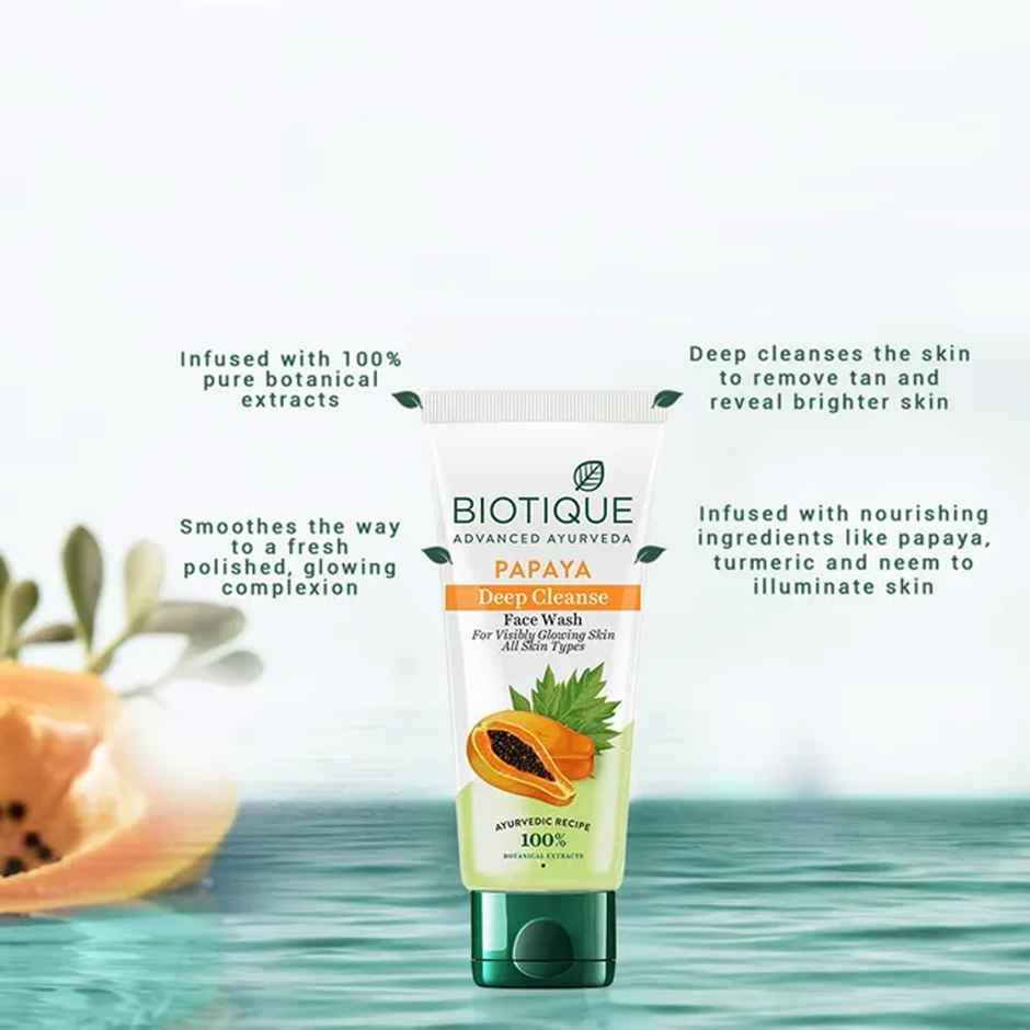 Biotique Fruit Brightening Depigmentation & Tan Removal Face Pack Tube(50gms) & Biotique Papaya Deep Cleanse Face Wash(100ml) Combo