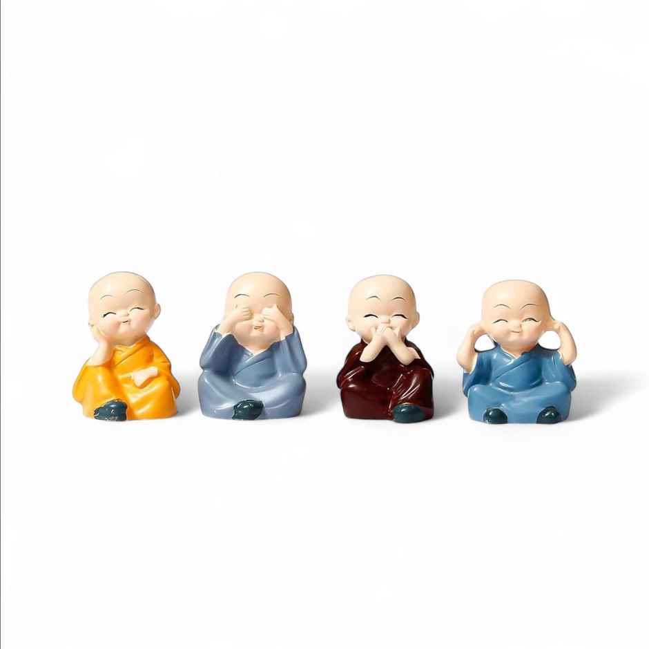 Buddha Figurines, 4 Monks for Home & Feng Shui Decor | Perpetual