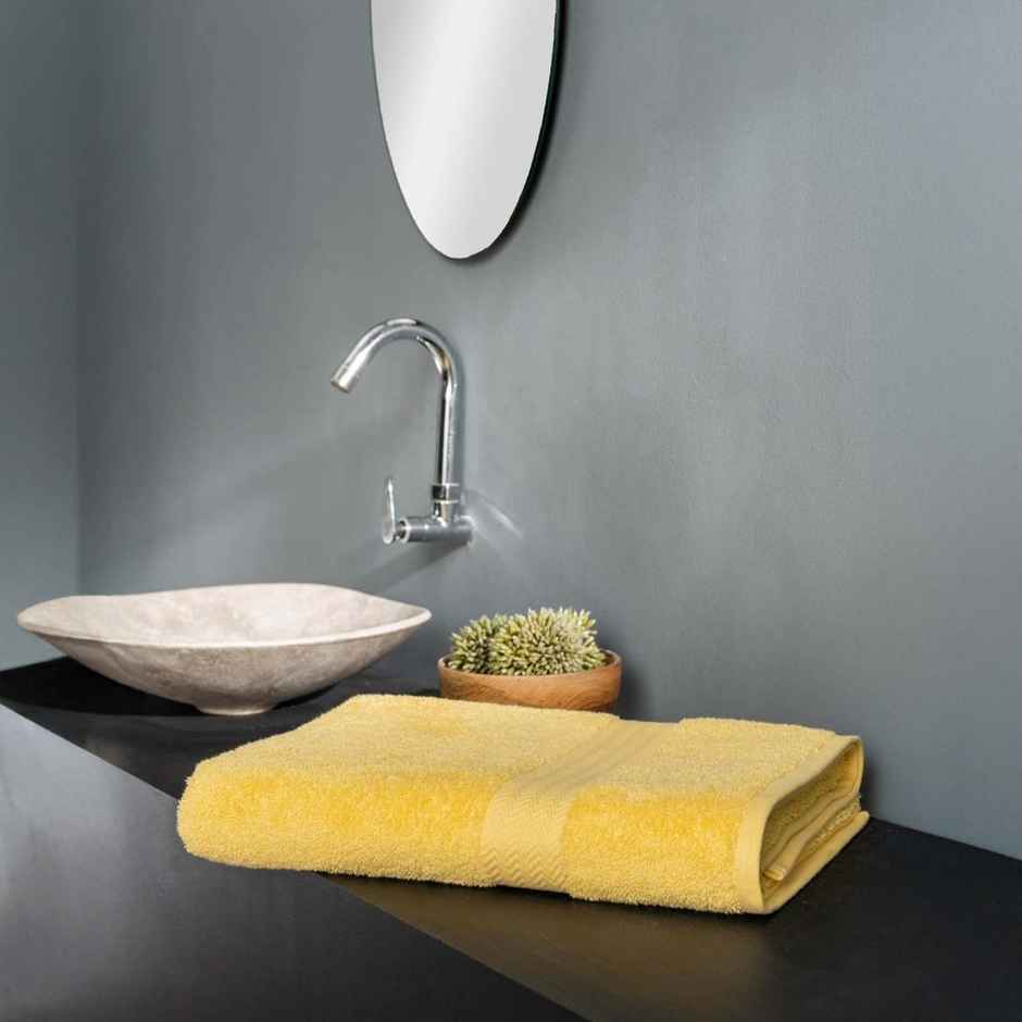 DDECOR Highly Durable Good Absorbency Cotton 500 GSM Bath Towel - Yellow