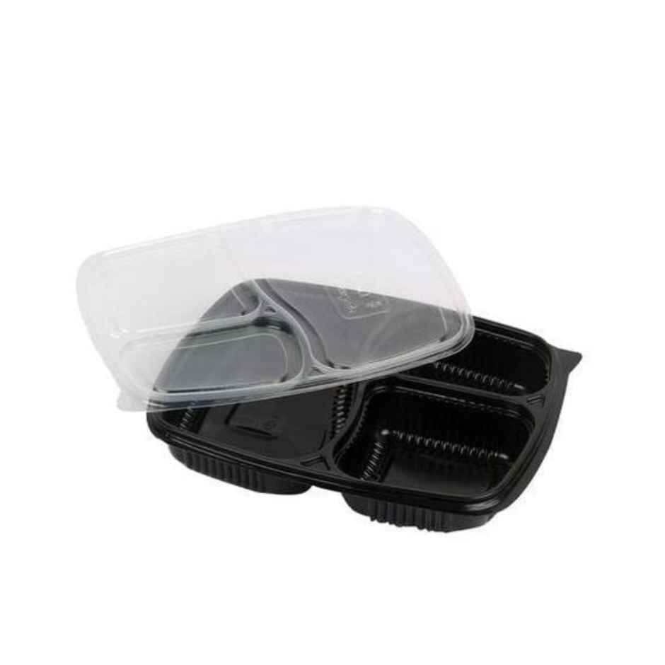 Disposable Platter Thali With Lid | 3 Compartment | 175 x 220 x 35 | Pack Of 5 | Tempware