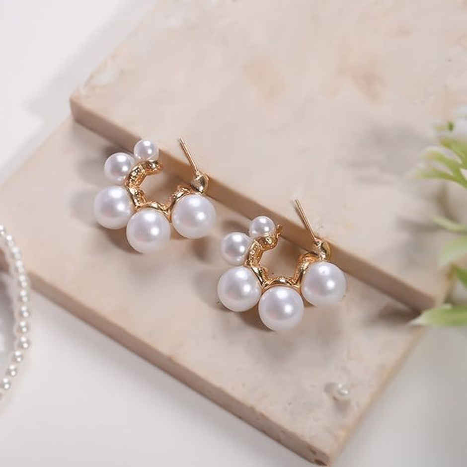 Estailo Fashion Women's Jewellery Earrings Gold White One Size | E0001366