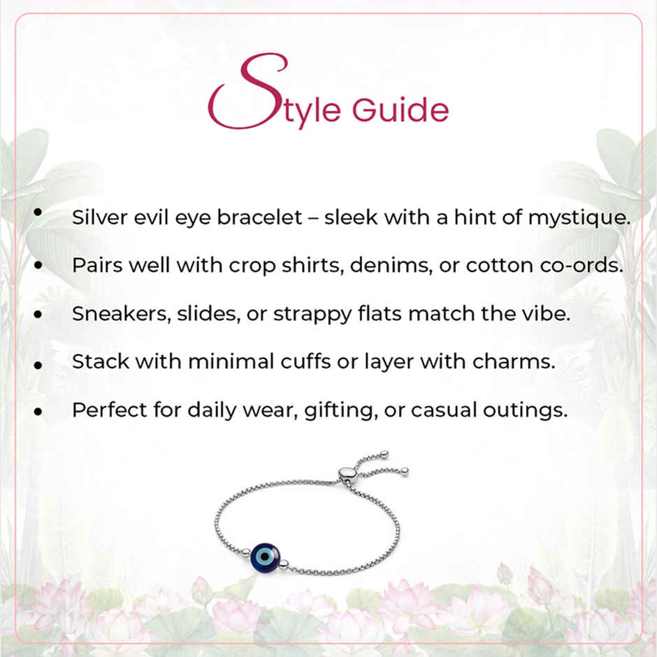 Unniyarcha 92.5 Silver Single Evil Eye Bracelet