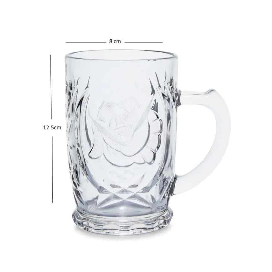 Roxx Ariba Mug Set | 410 ml | Textured Glass | Durable | Hot & Cold Drinks | Transparent