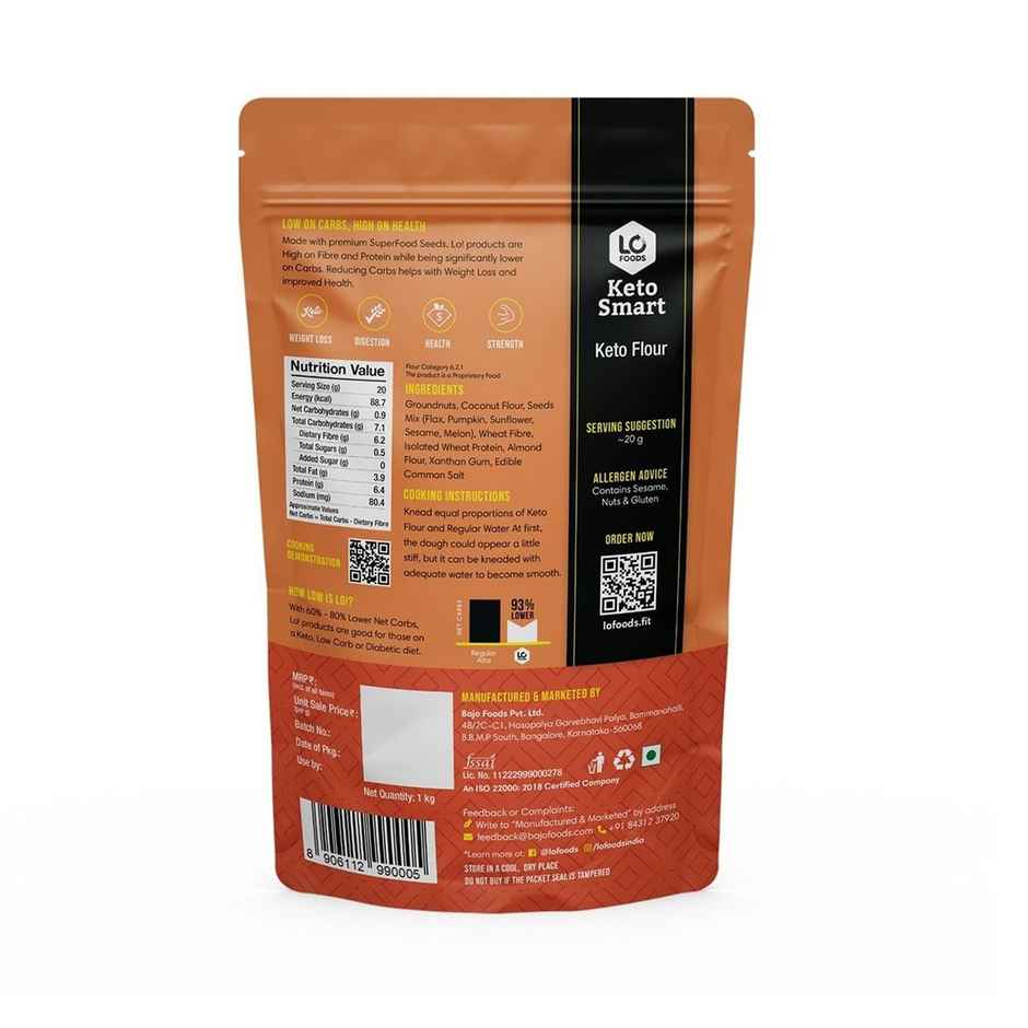 Lo Foods Keto Flour 1G Net Carb Keto Friendly Select Multigrain Atta with Almond Flour