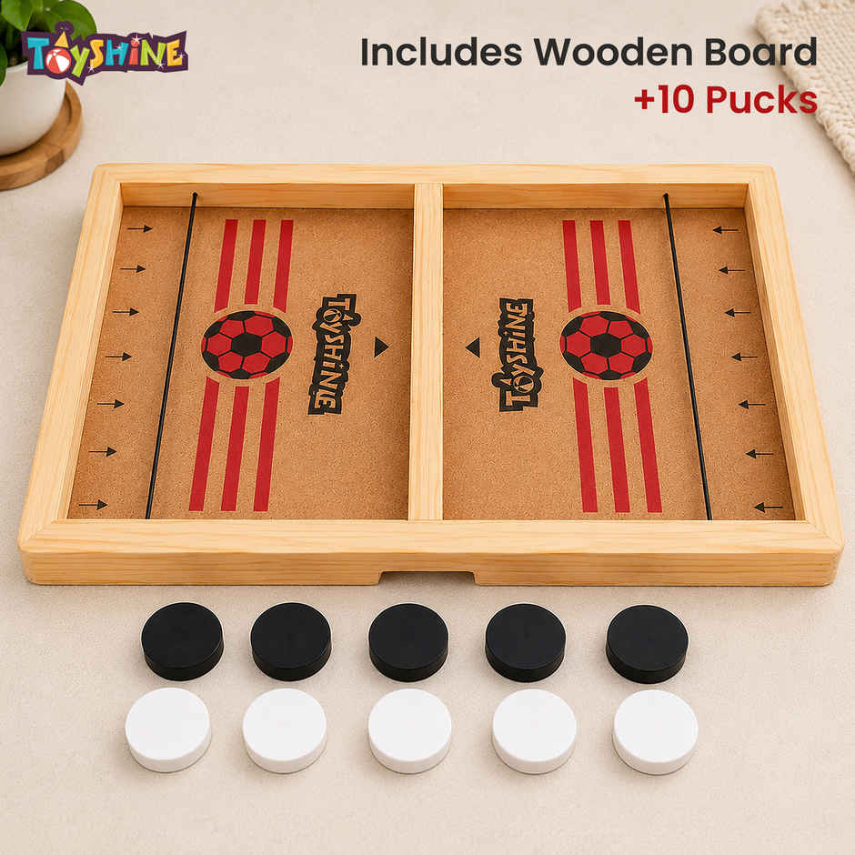 Toyshine Junior Fast Sling Puck Game | Pine Wood String Hockey Fun