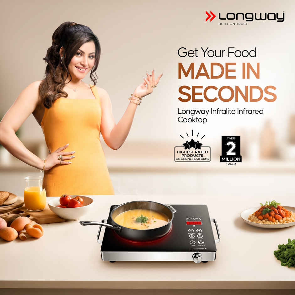 Longway Lumora Pro Infrared Induction Cooktop | Auto Shut Off | Overheat Protect | Black - 2200W