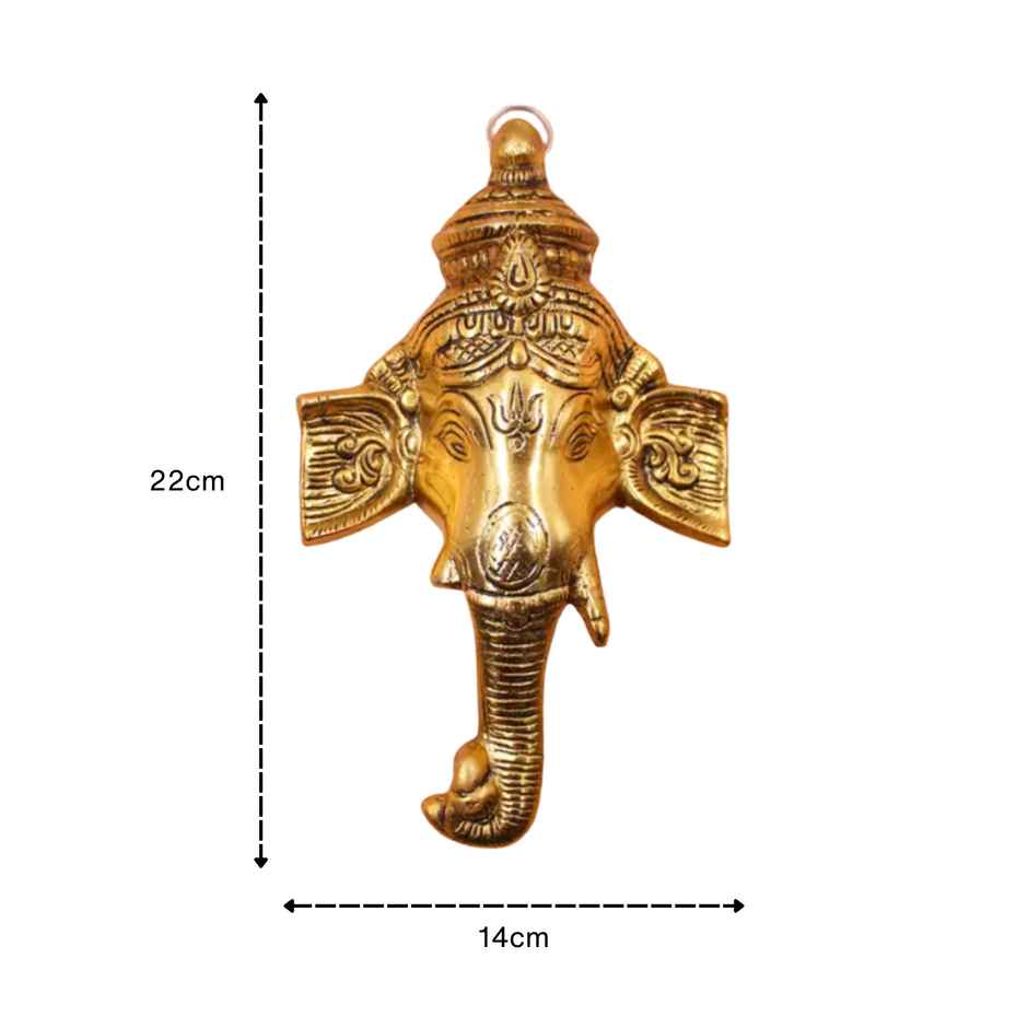 Ganesh With Trunk in Gold Polish Wall Hanging for Main Door | Devnidhi