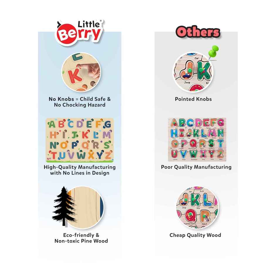 Alphabet Wooden Knob Puzzle Board For Kids With Pictures - Lb54