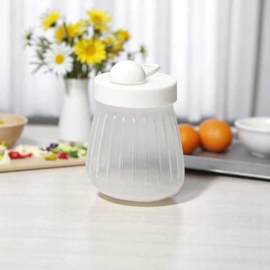 Plastic Container Set with Spoon, Jars 250ml each | White | Set of 3