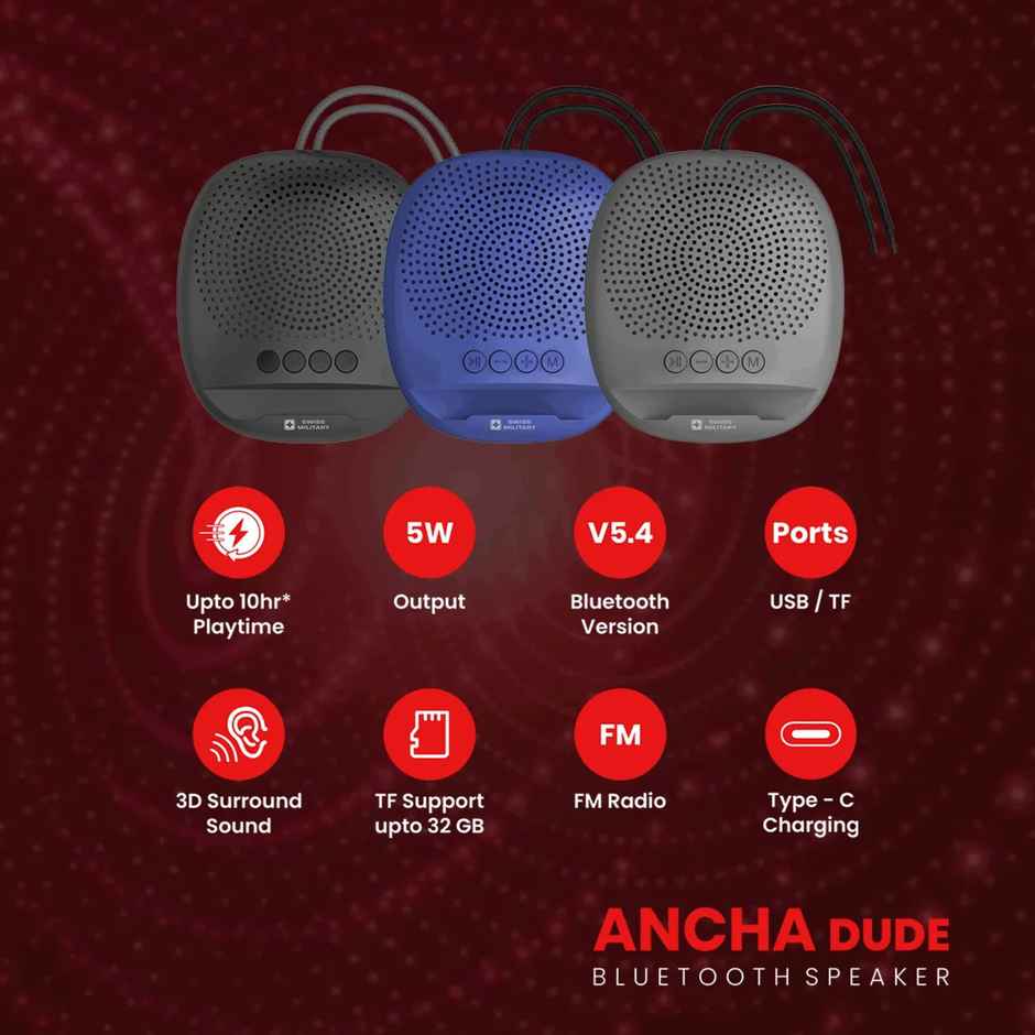 Swiss Military Ancha Dude Audio Bluetooth Speaker | Grey