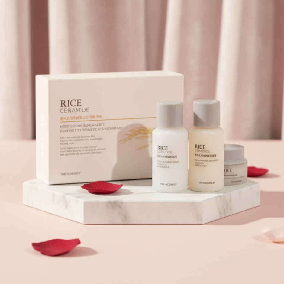 The Face Shop Rice & Ceramide Moisturizing Skincare Set | Hydrating Korean Skincare Duo