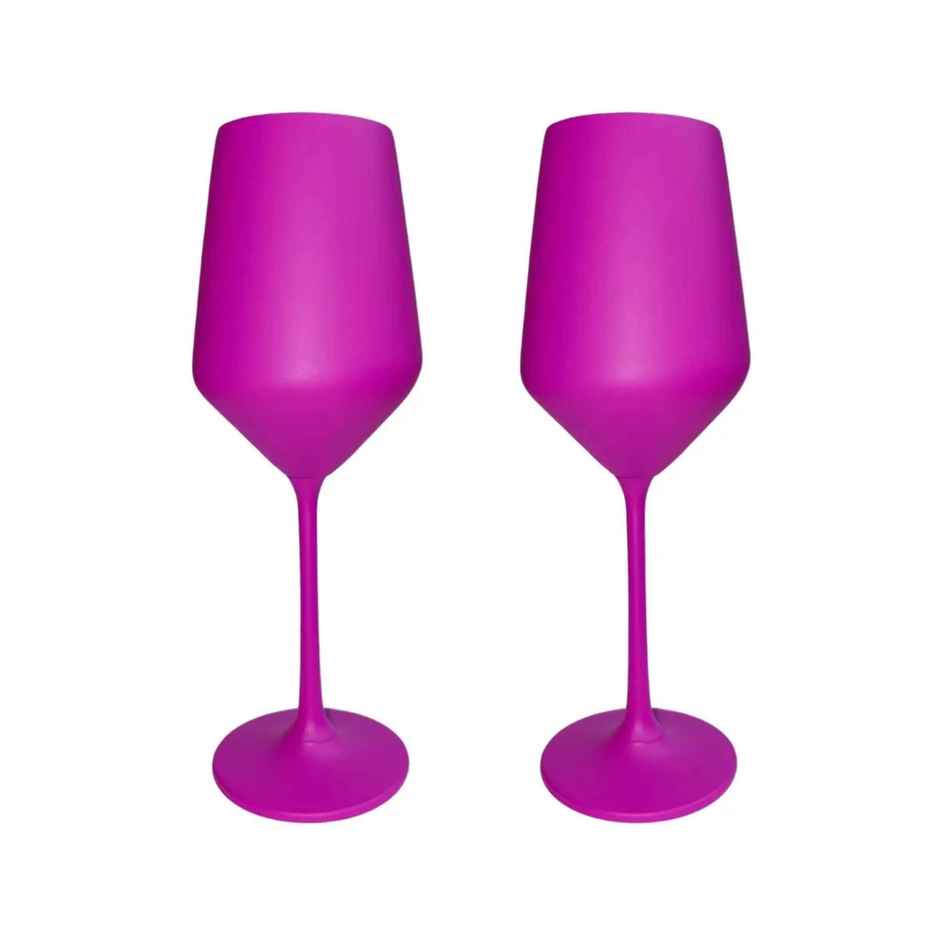 Pink Wine Glass | Party Wedding Multipurpose Glassware | Lead Free Crystal | Set of 2 | Bar Box