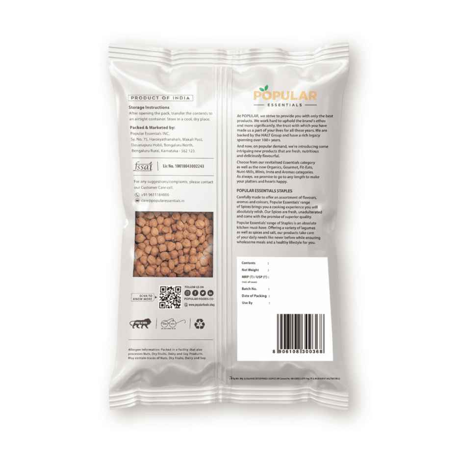 Popular Essentials Kabuli Chana Regular(500gms) & Popular Essentials Black Brown Chana (Un-Polished)(500gms) Combo