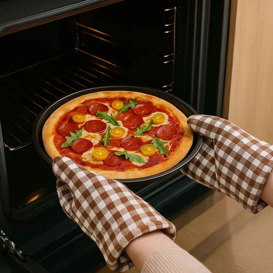 Lushomes Oven Gloves - Brown | Small Microwave Gloves | Kitchen Hand Gloves | 7 x 13 inch