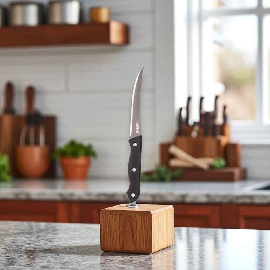 Ganesh Stainless Steel Tomato Vegetable Cutting Chopping Knife, Serrated Edge - Color May Vary