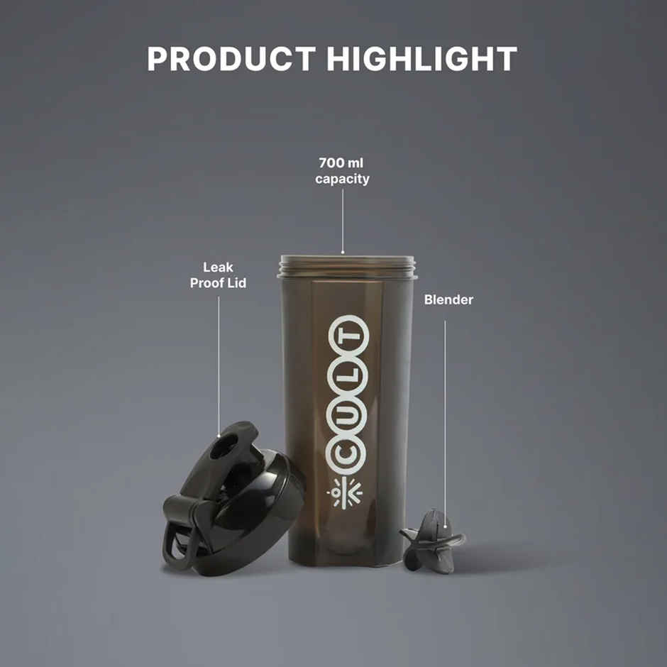 Cult Gym Shaker Bottle | 700 ml | Black