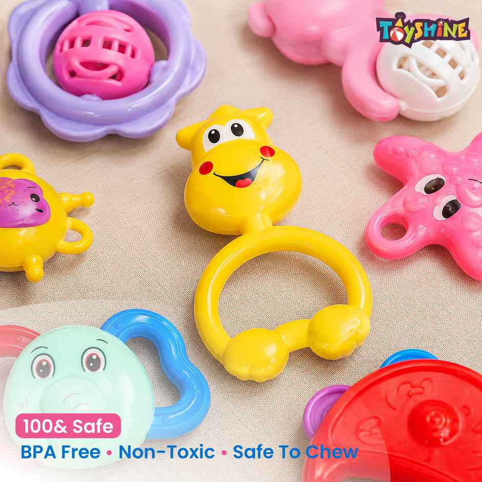 Toyshine Baby Rattle & Teether Set | 7 Non-Toxic Toys for Newborns