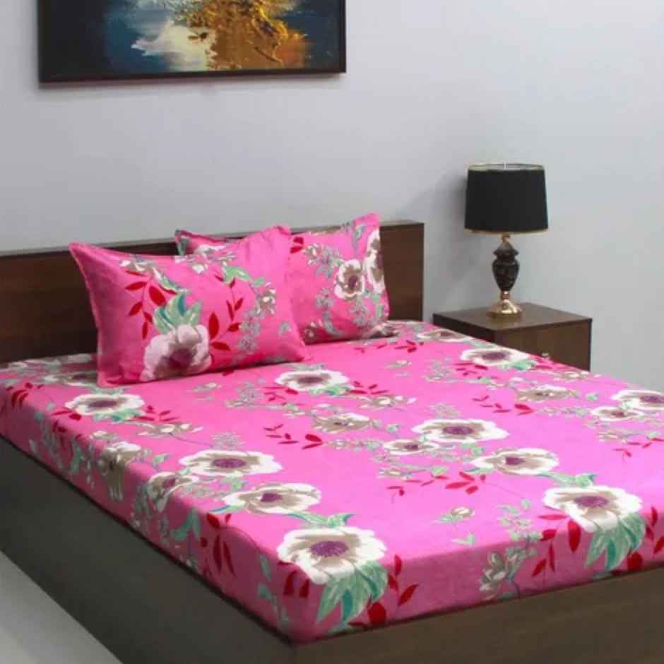 Bombay Dyeing Vista 144 Tc Queen Size Bedsheet With 2 Pillow Covers - Pink (1pc) & Igp Interflora Tuberose Luxury Reed Diffuser (1pc) Combo