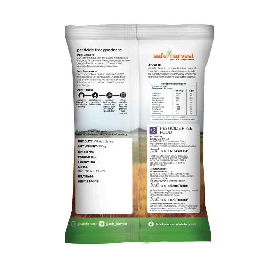 Safe Harvest Pesticide-Free Wheat Daliya