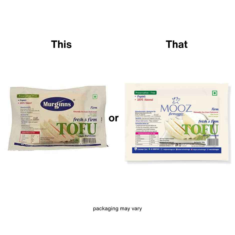 Mooz Fresh & Firm Tofu | Soy Paneer |High Protein |Zero Preservatives| Bean Curd