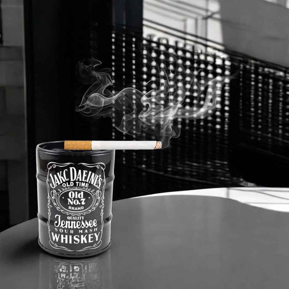 Desidiya Ceramic Black Ashtray, Stylish Black Ceramic Cigarette Holder