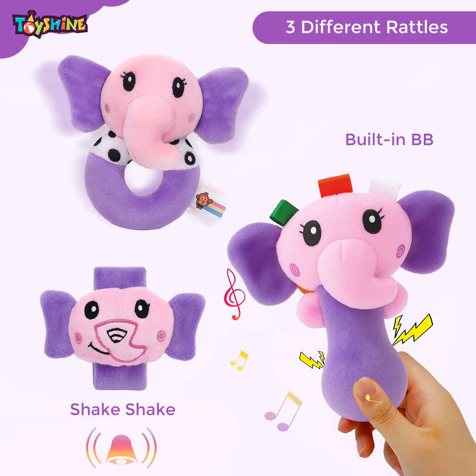 Spanker Baby Hand Cute Soft Elephant Rattle Set