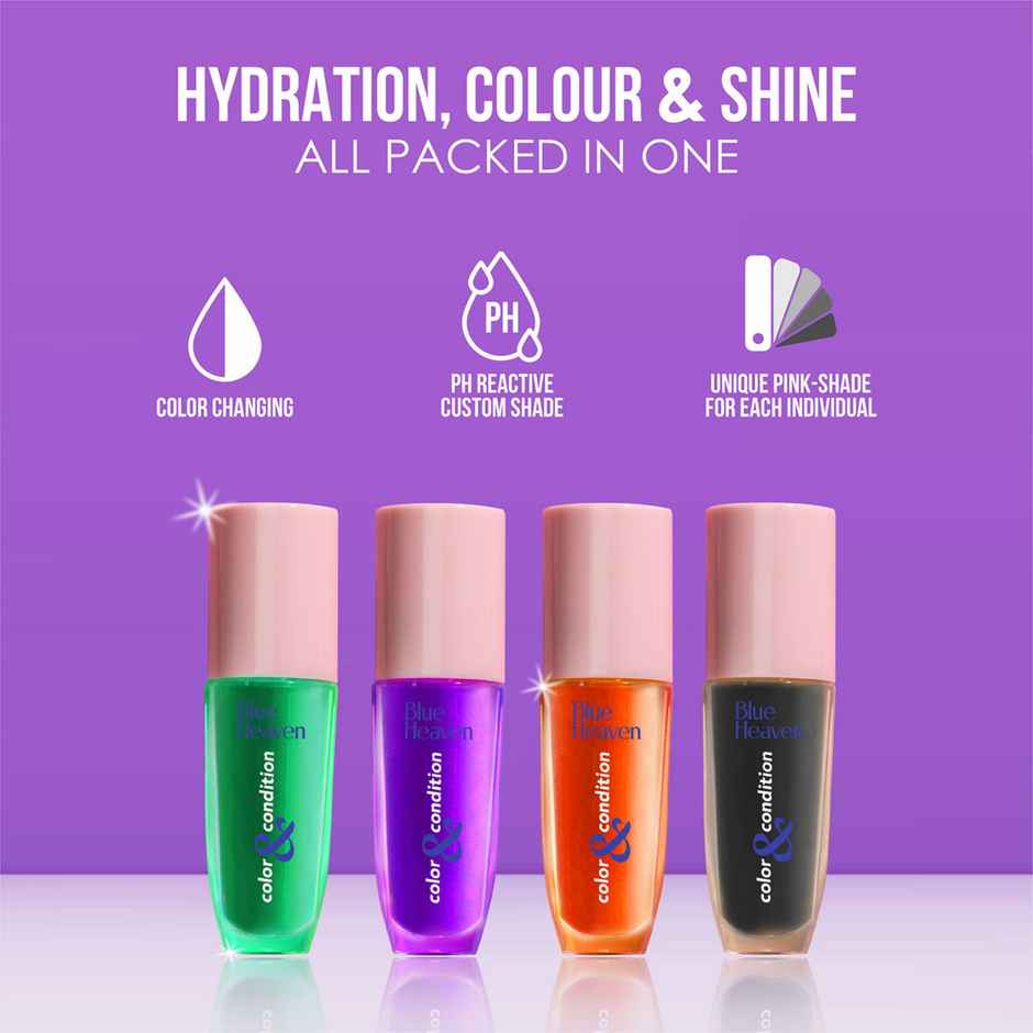 Blue Heaven Color & Condition pH based Tinted Lip Oil, Black Magic, 4.2ml