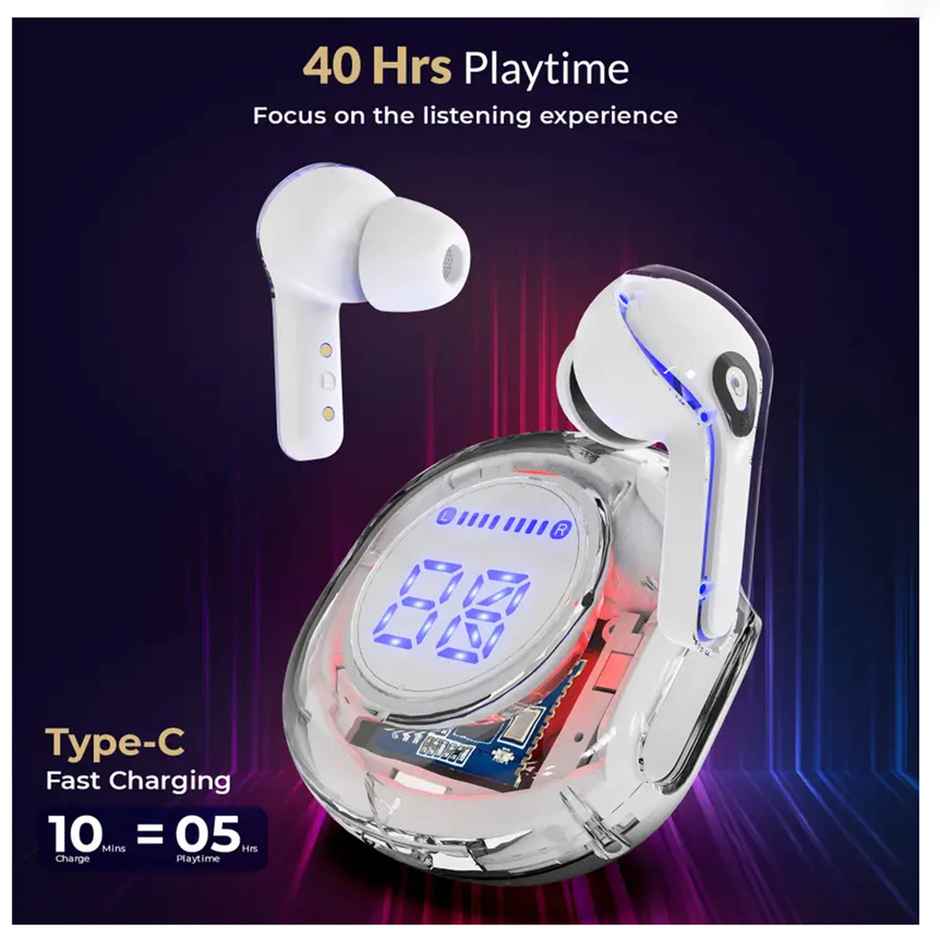 Aroma NB121 Almaty - 40 Hours Playback | TWS | Fast Charging with Digital Display | White