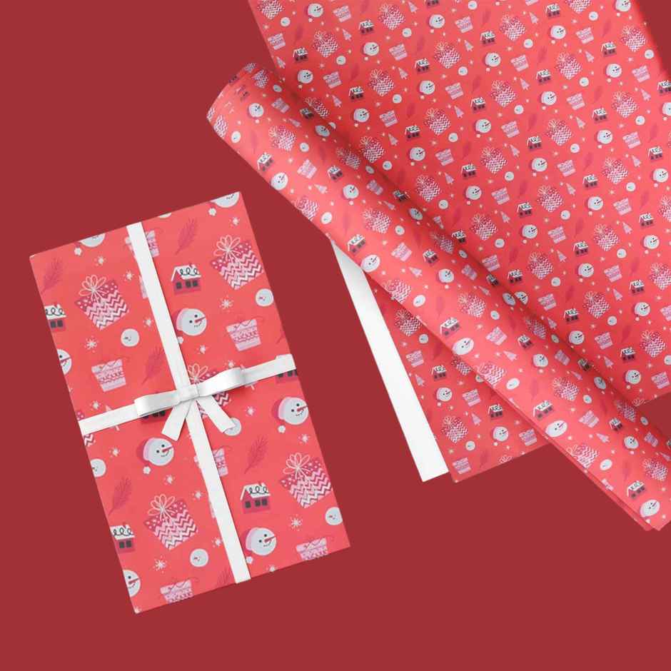 Snowman Red Christmas Wrapping Paper | Mad Over Print