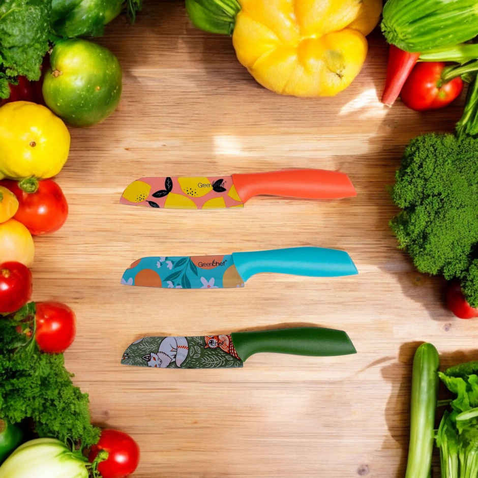 Greenchef 3 Pc Stainless Steel Knife Ss Elite Flora