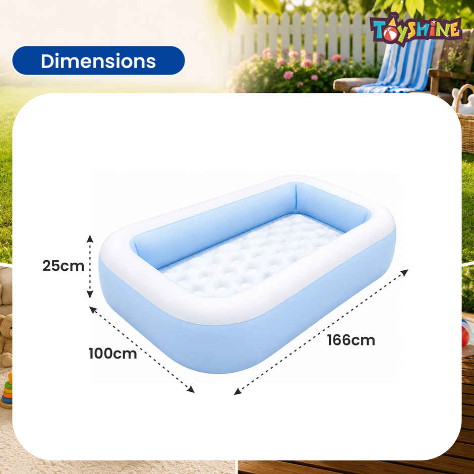 Toyshine Intex Big Rectangular Kids Pool | Blue (Ages 2-5)