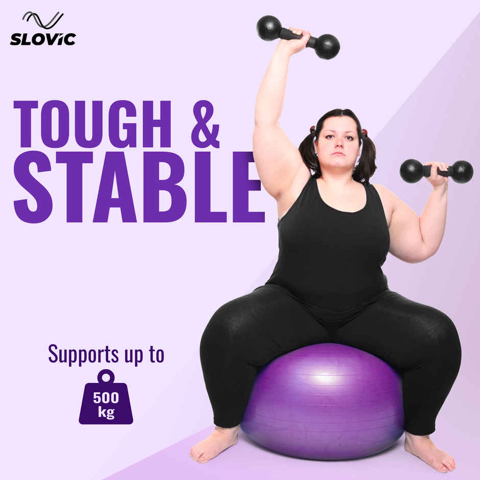 Slovic Anti-Burst Gym Ball - Yoga Ball with Pump for Core & Balance Training - Purple