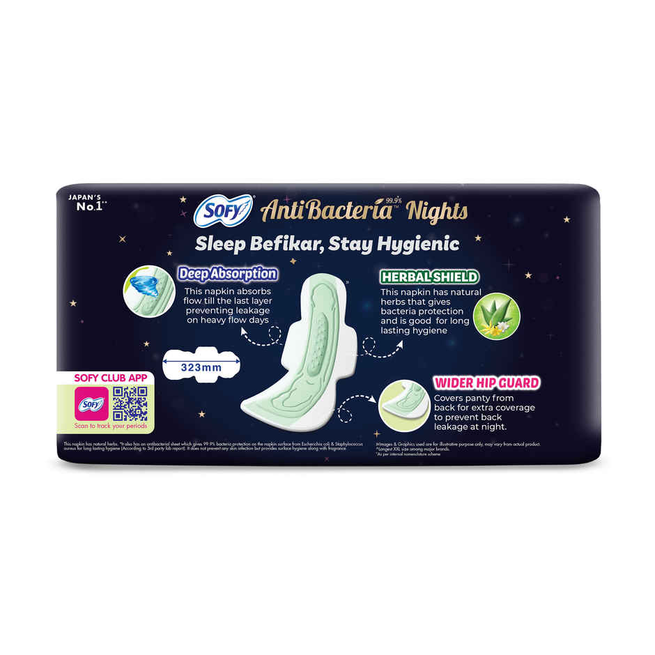 Sofy Women Anti Bacteria Nights Longest XXL - 323mm | 30 pads | Sanitary Pads