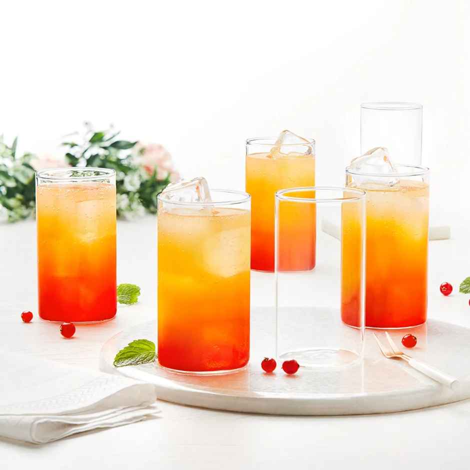 Borosil Vision Transparent Drinking Glass Set (350 ml) | Borosilicate Glass | Tumblers, Pack of 1 (6 pieces)