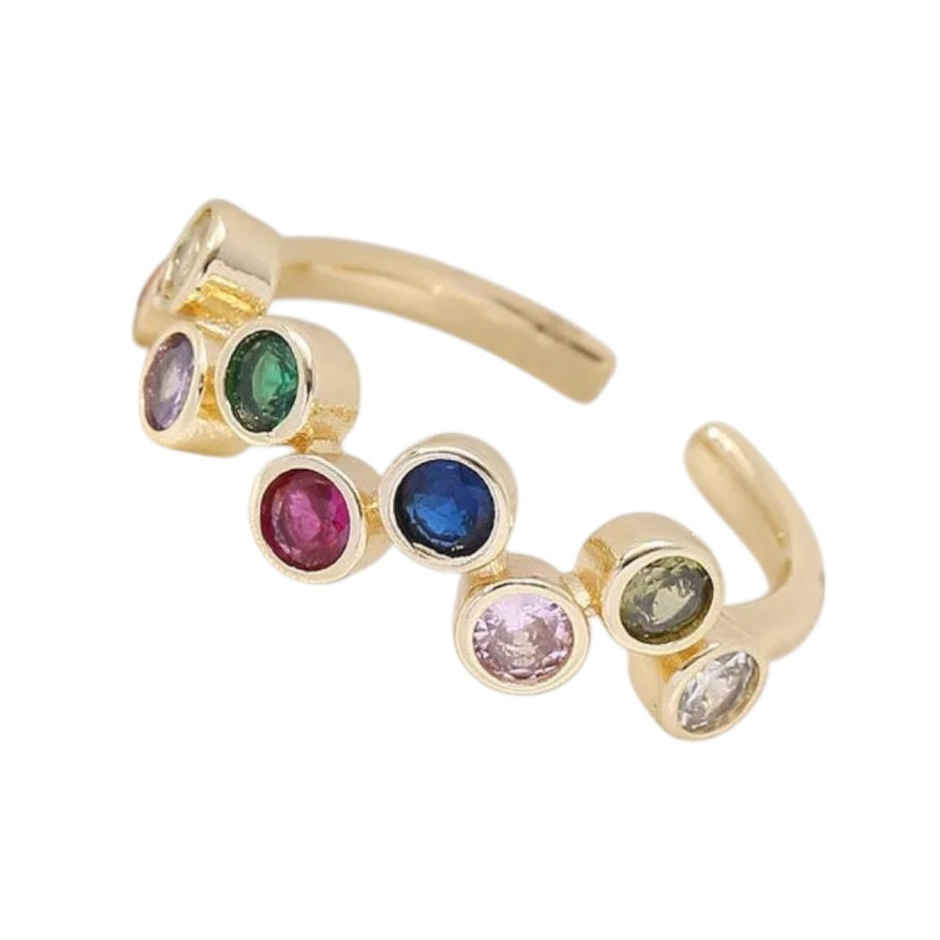 Just Lil Things Zig Zag Aligned Multicolor Stone Gold Rings | Jltr0169