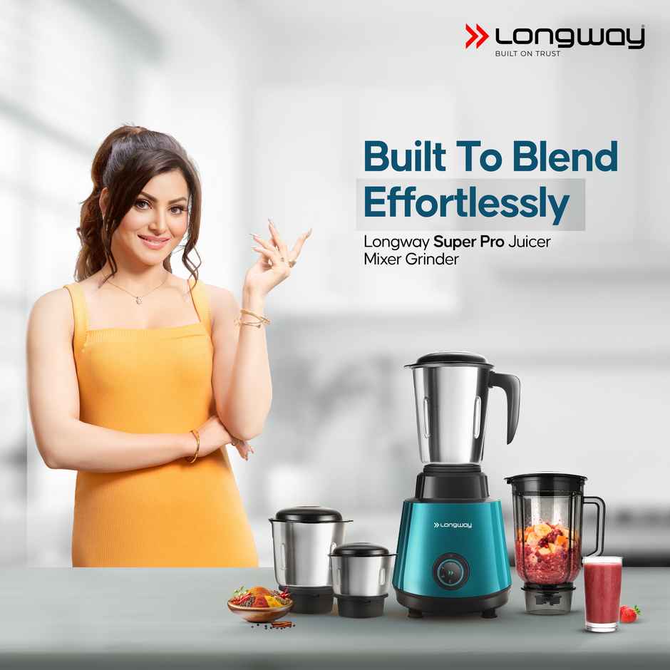 Longway Roto Max Up to 750W Max Output Juicer Mixer Grinder | 4 Jars | Teal & Black