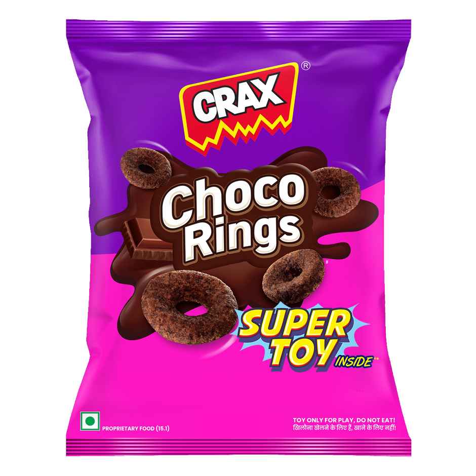 Crax Choco Rings Puff Snacks with Super Toys | Chocolate Rings