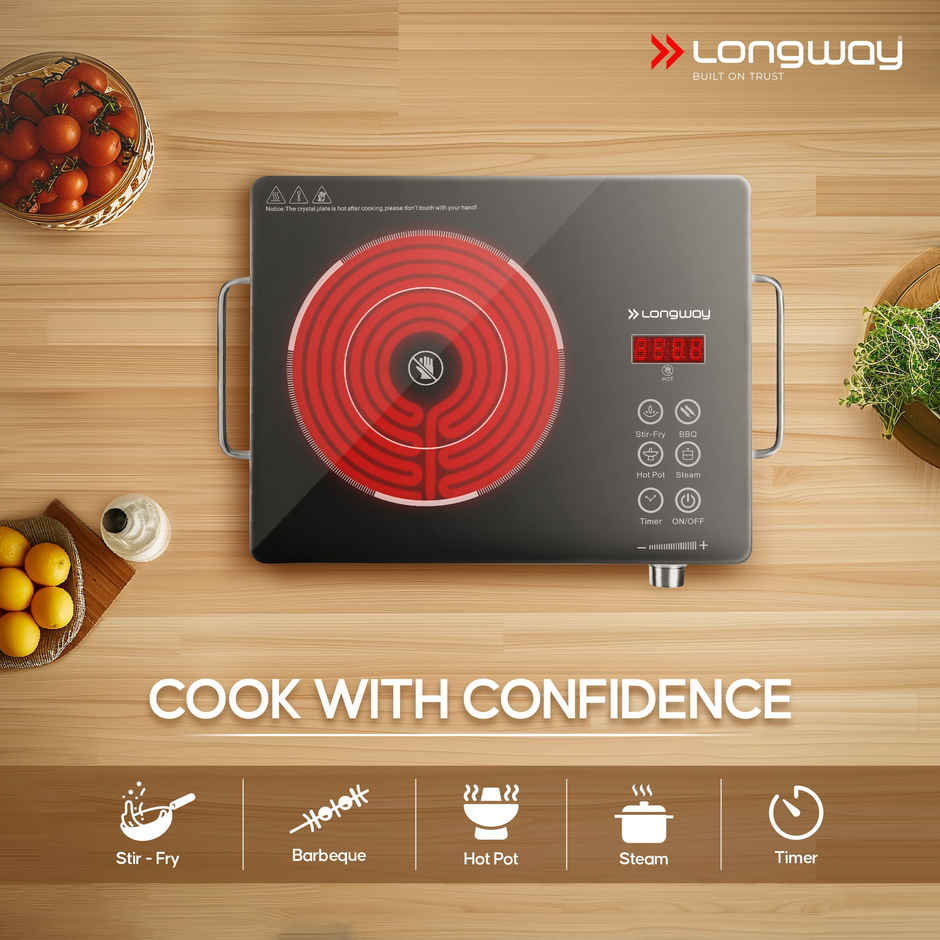 Longway Lumora Pro Infrared Induction Cooktop | Auto Shut Off | Overheat Protect | Black - 2200W