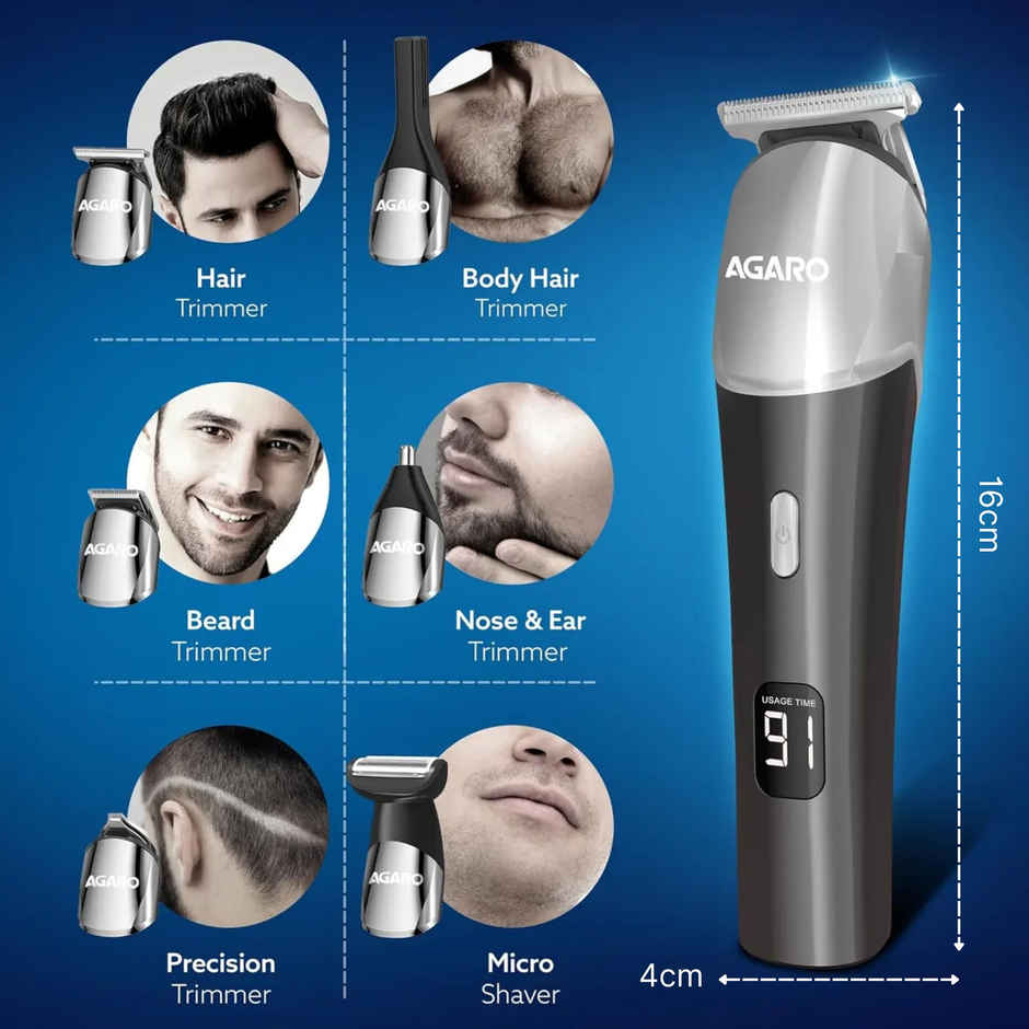 Agaro Royal Men'S Rechargeable Multi Grooming Kit, Shave| Trim | Style, Face, Head, Body Trimmer