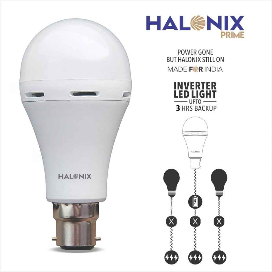 Halonix 8.5W B22 Rechargeable Emergency Bulb