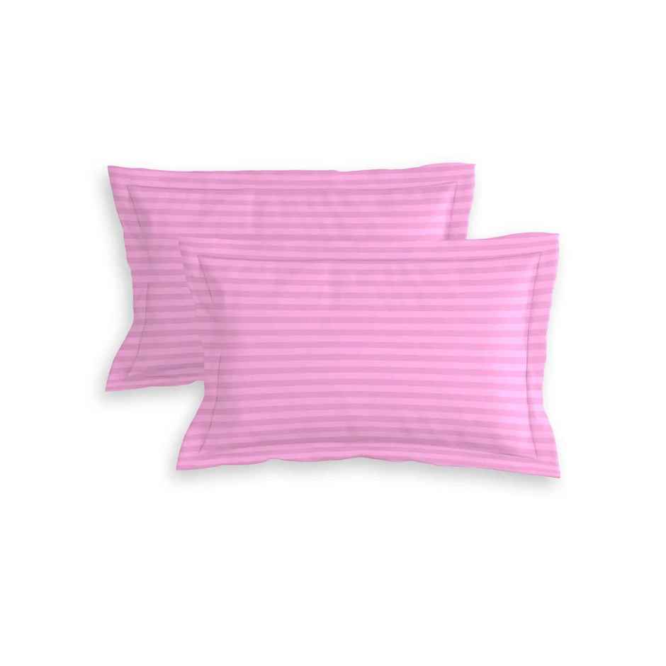 Homeharmony Lining Double Striped Bedsheet | With 2 Pillow Covers | Baby Pink | 108 x 108 in