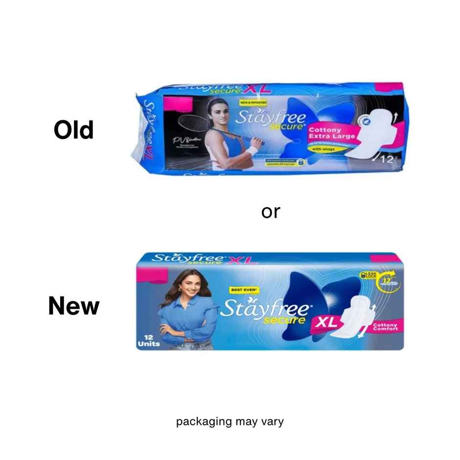 Stayfree Secure Cottony Sanitary Pads | XL | 12 pcs