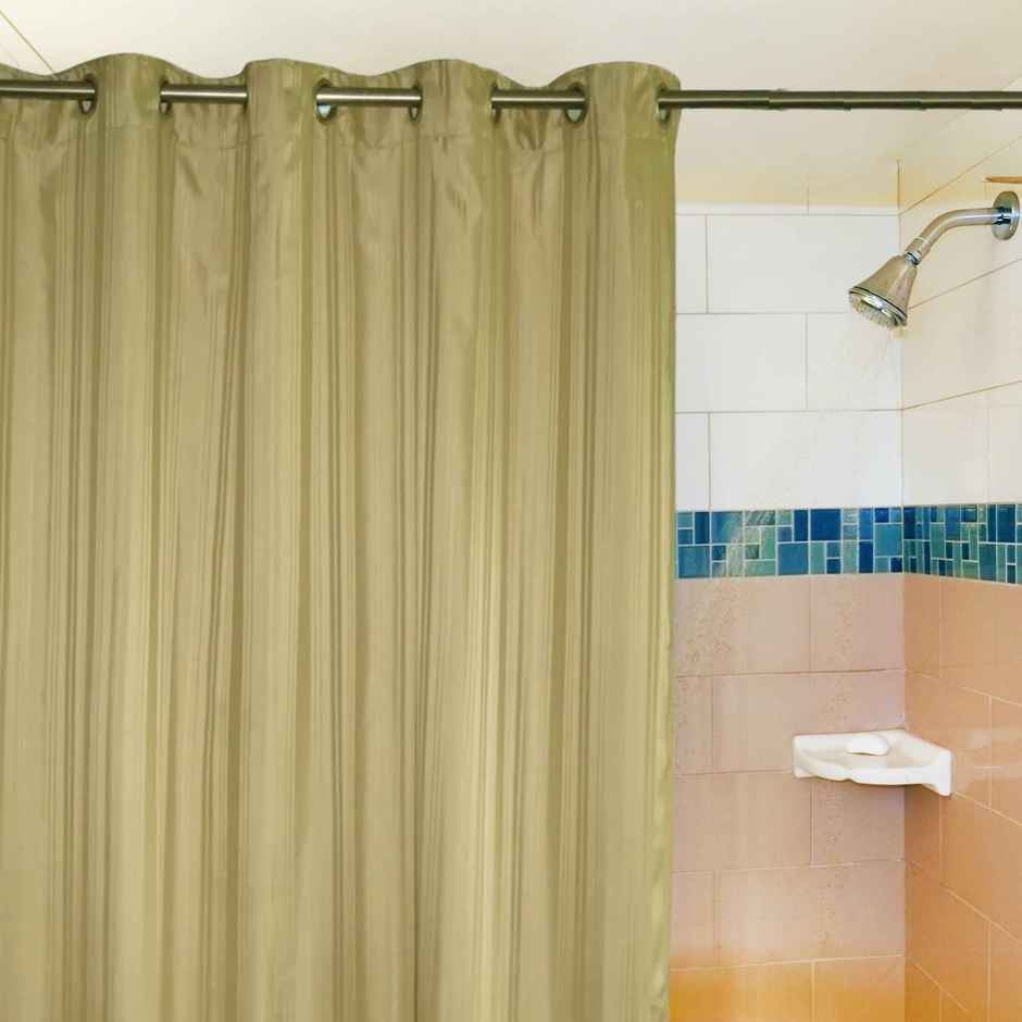 Lushomes Shower Curtain - Beige | Striped | Polyester | 10 Metal Eyelets | 6 x 6.5 ft